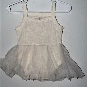 Girls Cream Tulle Tank Dress